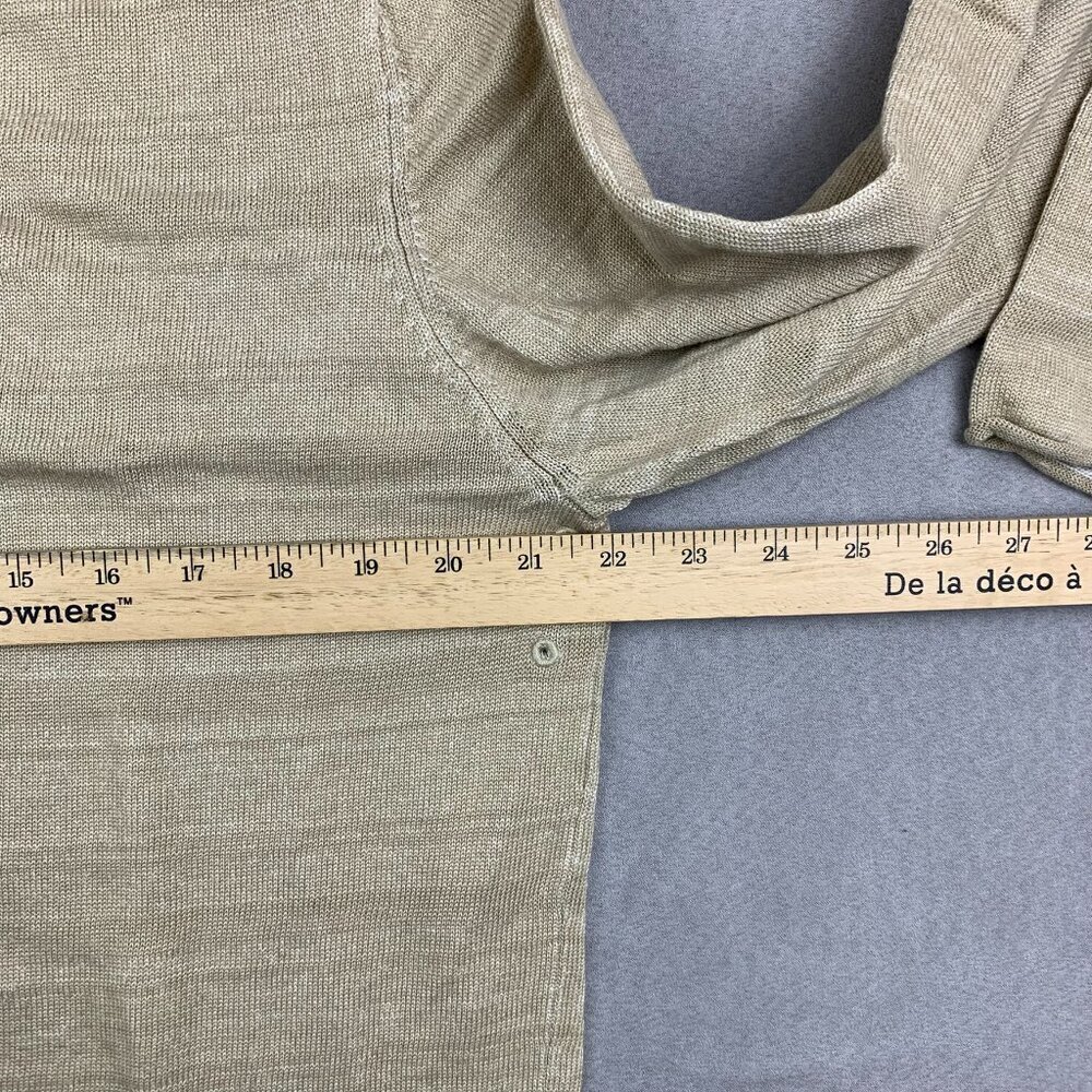 Victorinox Mens Sweater Large Beige Crewneck Long Sleeve Cotton Linen Pullover - Picture 3 of 5